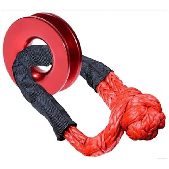1/2 Inch Synthetic Shackle Winch Rope + Recovery Snatch Ring for ATV UTV SUV -Road Towing Truck Boat Marine Red
