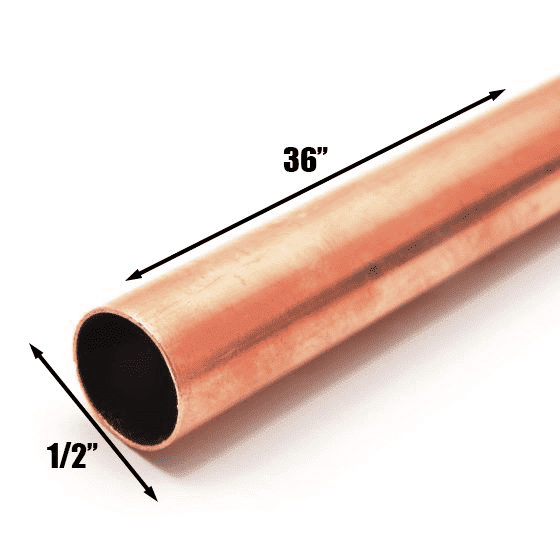 1/2 Inch Type L Copper Pipe for Plumbing, HVAC & Refrigeration, ASTM B88 Copper Tube, Sweat Solder Compatible, 36 Inch Length