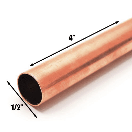 1/2 Inch Type L Copper Pipe for Plumbing, HVAC & Refrigeration, ASTM B88 Copper Tube, Sweat Solder Compatible, 4 Inch Length