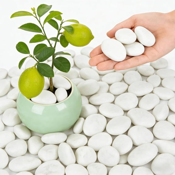 1-2 Inch White River Rocks, 18LB Polished Natural Decorative Pebbles for Indoor Plants, Planters, Vase Fillers, Fish Tank Rocks, Aquarium Decor, Garden Landscaping & Outdoor DIY