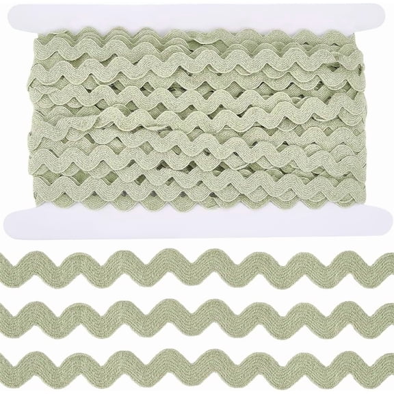 1/2 Inch Wool Yarn Rick Rack Trim for Sewing 15 Yards RIC Rac Rickrack Dark Sea Green Lace Wave Ribbon Zig Zag Wave Bending Lace Trim S Shaped Fabric for DIY Crafts Christmas Green