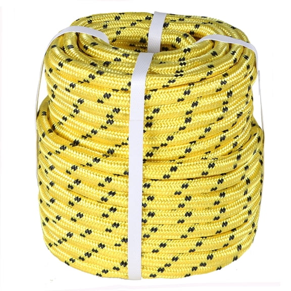 1/2 Inch Yellow 200 FT Polyester Rope, Double Braid Pulling Rope for Swing Tree Work
