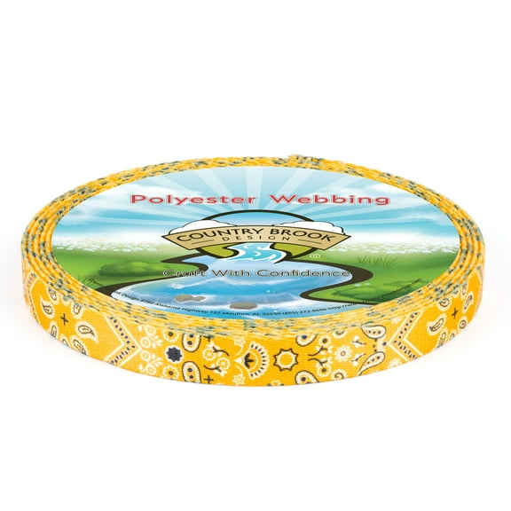 Country Brook Design® 1/2 Inch Yellow Bandana Polyester Webbing, 10 Yards