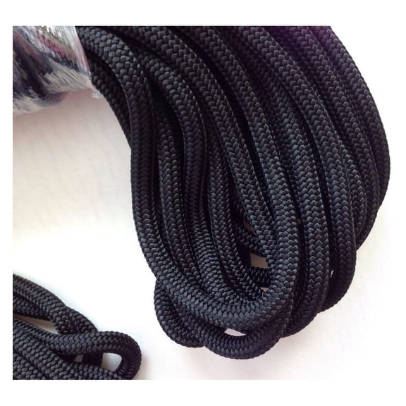 1/2 Inch by 100 Feet Black Double Braid Nylon Rope