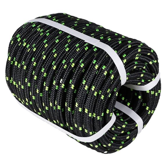 1/2 Inch x 150 Ft Double Braid Polyester Arborist Rigging Rope Nylon Pulling for Camping Arborist Gardening Marine Black Green
