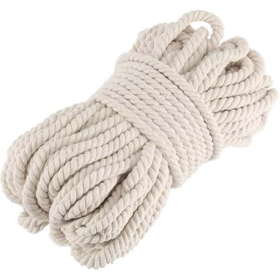 1/2 Inch x 164 Feet Milky Twisted Cotton Rope, Strong 3-Strand Thick Rope for Sports Tug of War, Crafts, Wall Hangers, Clothesline, Railings, Hammock, Camping, Wedding Decoration