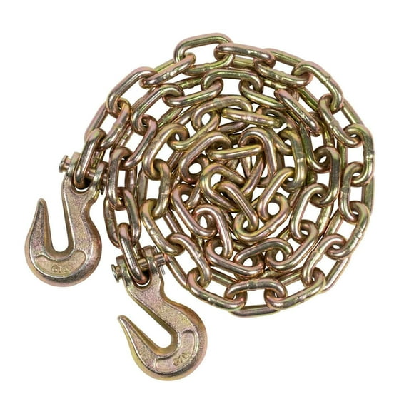 1/2 Inch x 20 FT Grade 70 Binder Chain with Clevis Grab Hooks - G70 Transport Tow Chain - 11,300 Lbs Working Load Limit
