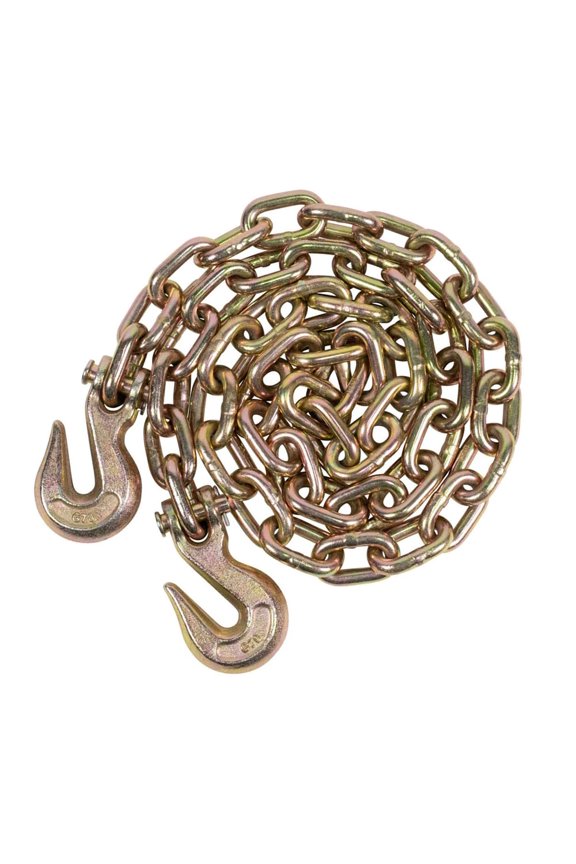 1/2 Inch x 20 FT Grade 70 Binder Chain with Clevis Grab Hooks - G70 Transport Tow Chain - 11,300 Lbs Working Load Limit