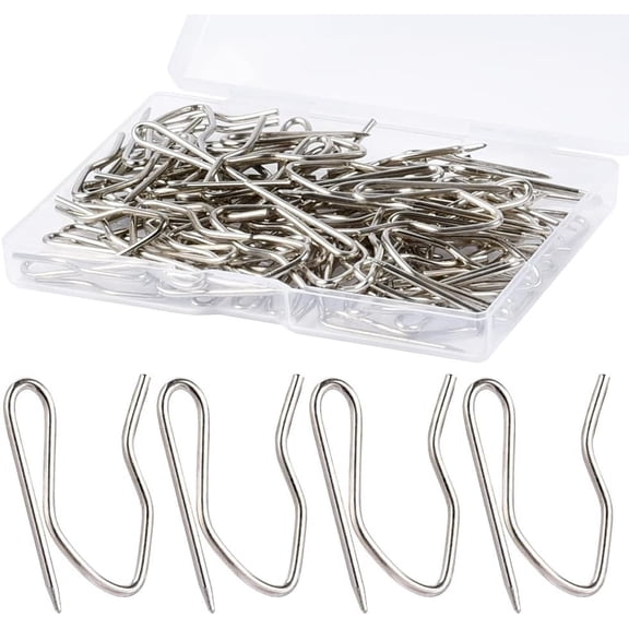 1.2 Inches Curtain Hooks, 58 count Metal Drapery Pin and Hook for Door Window Shower Curtain,