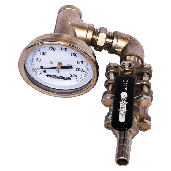 1/2" Inline Thermometer & 3pc Valve Homebrew Beer Counterflow Wort Plate Chiller