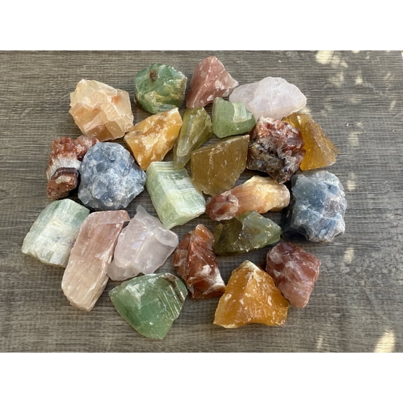 1/2 LB Assorted Calcite Rough Natural Stones, Raw Mixed Calcite Crystals (Assorted Calcite)