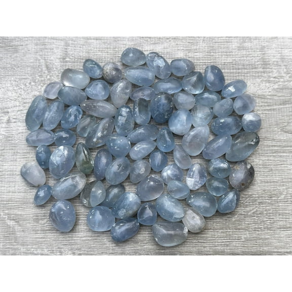 1/2 LB Celestite Tumbled Stones, Polished Natural Celestite Gemstone, Celestite Healing Crystals (Celestite)