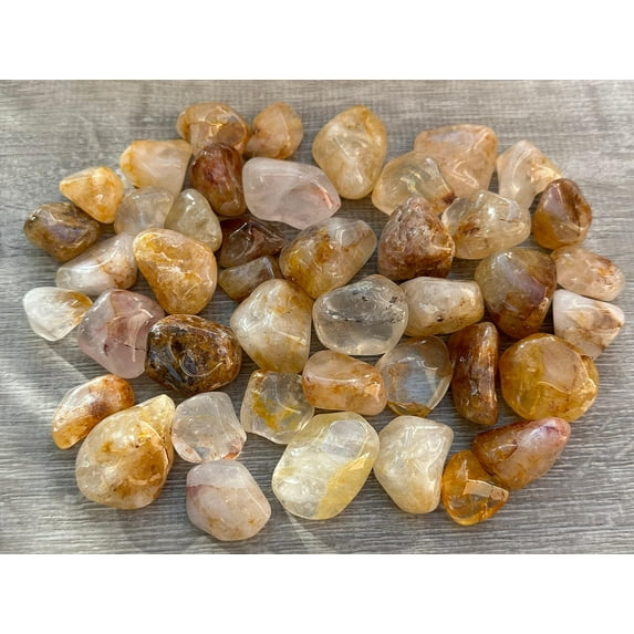 1/2 LB Golden Healer Quartz Tumbled Stones, Polished Natural Golden Healer Quartz Gemstone, Golden Healer Quartz Healing Crystals (Golden Healer Quartz)