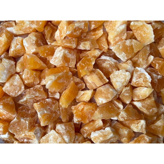 1/2 LB Orange Calcite Rough Natural Stones, Raw Calcite Orange Crystals (Orange Calcite)