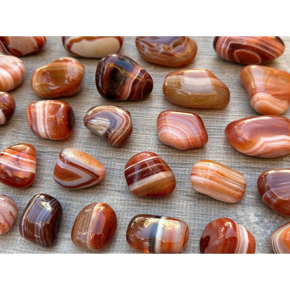 1/2 LB Red Banded Agate Tumbled Stones, Polished Red Banded Agate Gemstone, Red Banded Agate Healing Crystals (Red Banded Agate)