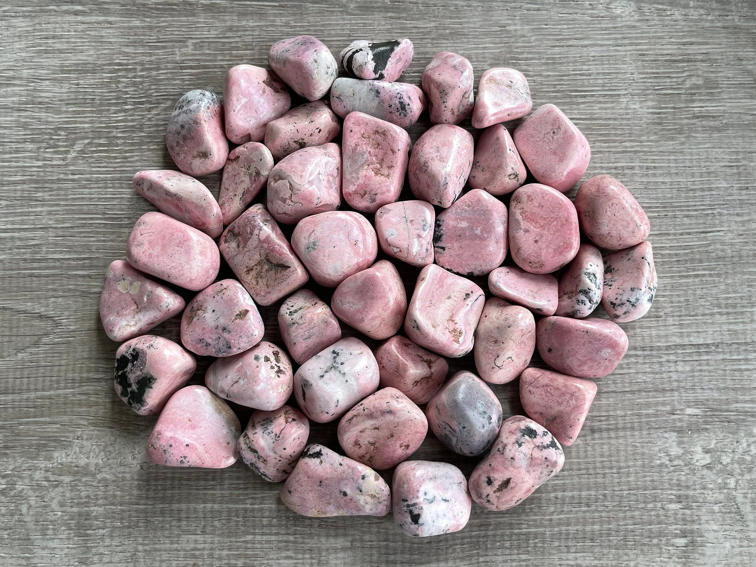 1/2 LB Rhodonite Tumbled Stones, Polished Rhodonite Gemstone, Rhodonite ...