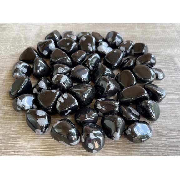 1/2 LB Snowflake Obsidian Tumbled Stones, Polished Natural Snowflake Obsidian Gemstone, Snowflake Obsidian Healing Crystals (Snowflake Obsidian)