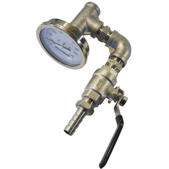 1/2" MPT Inline Thermometer & Valve Homebrew Beer Counterflow Wort Plate Chiller