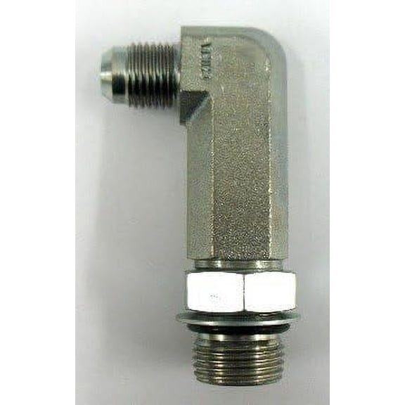 - 1/2 Male JIC (3/4''-16 Threads) x 5/8 Male O-Ring (7/8''-14 Threads) - 90° Extra Long Straight Thread Elbow