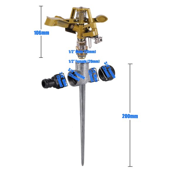 1/2"Male Thread Rotating Rocker Sprinkler Adjustable Impact Sprinkler Lawn Garden Park Orchard Field Irrigation Watering Nozzle