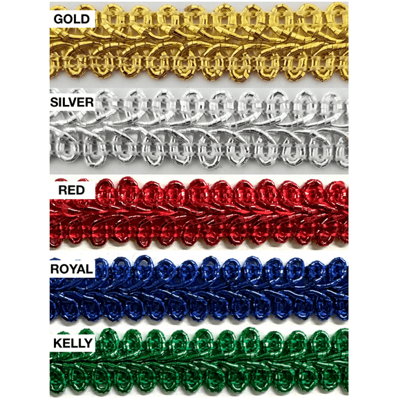1/2" Metallic French Chinese Braid Gimp Trim - 10 Continuous Yards - MADE IN USA