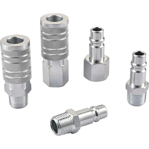 1/2NPT Air Hose Quick Connection Accessory Set,1/2 Inch NPT Threads Size,2Pcs High Flow Air Coupler and 3Pcs Air Plug,Widely used in Professional Workplace,Home,Auto Repair and so on