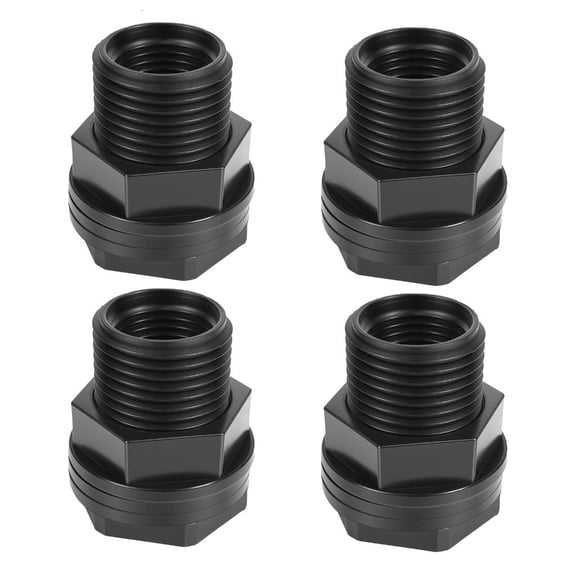 1/2" NPT Female 3/4" GHT Male Metal Water Tank Connectors Theaded Bulkhead Fitting with 2 Rubber Rings Stablizing