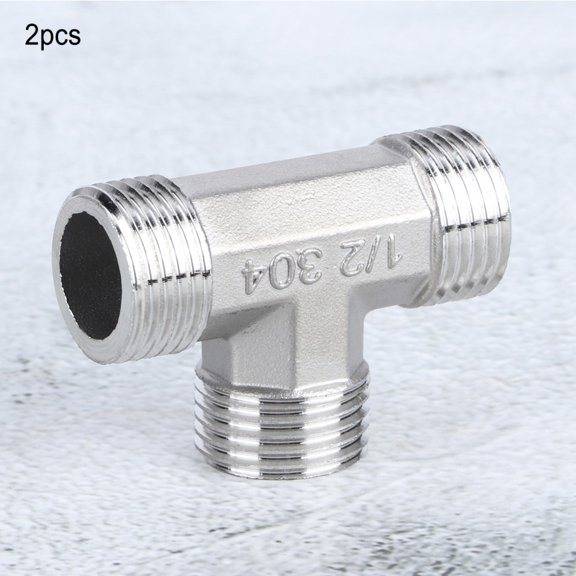 1/2" NPT Stainless Steel 3,Way Pipe Tee, Reliable Connection For Water, Gas Building Projects