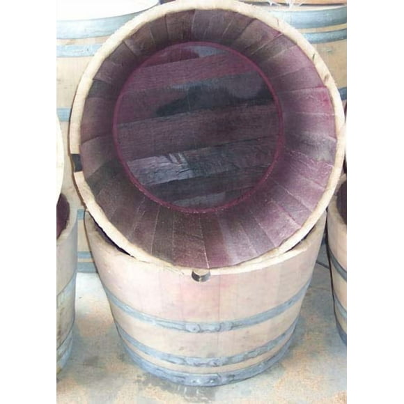 1/2 Oak Wine Barrel Planter 27" W x 18" H Made by Wine Barrel Creations Inc.