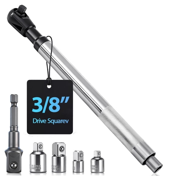 1/2" Offset Extension Wrench Impact for Electric Drill with Versatile 3/8", 1/4" Square Drive Adapters Impact Ratchet Extender, Heavy-duty Ratchet Extension Set for Tight Spaces