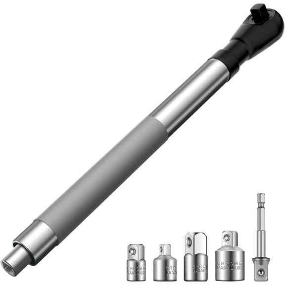 1/2" Offset Extension Wrench for Electric with Versatile 4 Drive Adapters,1/2" Drill Adapter, Impact Wrench Extender for Tight Spaces Tool