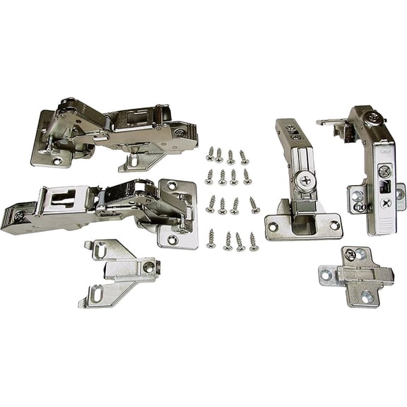 1/2" Overlay Face Frame Hinge Kit for Pie-Corner Cabinets, Adjustable Concealed Cabinet Door Hinges for Kitchen & Bathroom Cabinet Installation
