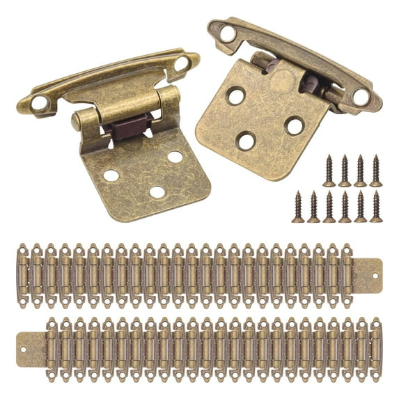 1/2" Overlay Kitchen Cabinet Hinges Antique Brass, 50 Pack(25 Pairs) 1/2 Inch Overlay(Variable) Cabinet Door Hinges for Face Frame Kitchen Cabinet