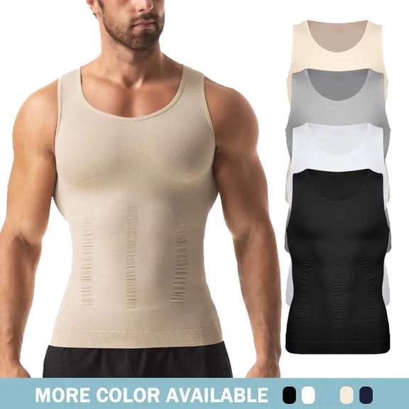 1/2 PACK Men Sleeveless Crew Neck Shapewear ,Men Sport Vest Undershirt,Men Simple and Breathable Workout Tank Tops