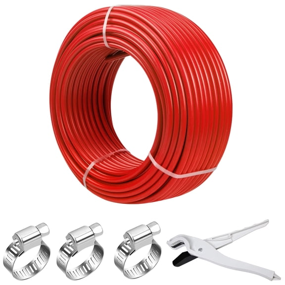1/2" PEX Pipe, 1 Roll 300ft Red PEX Tubing, EVOH Oxygen Barrier. Flexible, leak-proof and durable, ideal for residential hot/cold water lines and radiant heating systems