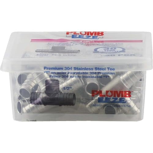 1/2" PEX Tee - Stainless Steel, 20 Pack