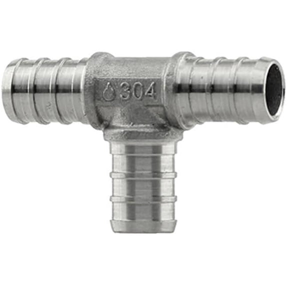 20-pack Plumbeeze PEX Tee - Stainless Steel, Durable - 20 Pack, 1/2 In, Silver — Residential Use, Standard Application