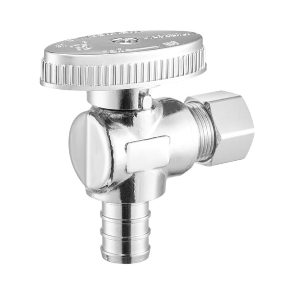 1/2" PEX to 3/8" OD Compression Angle Stop Valves 10 Pack - 1/4 Turn Plated Brass Shut Off Valve for Plumbing