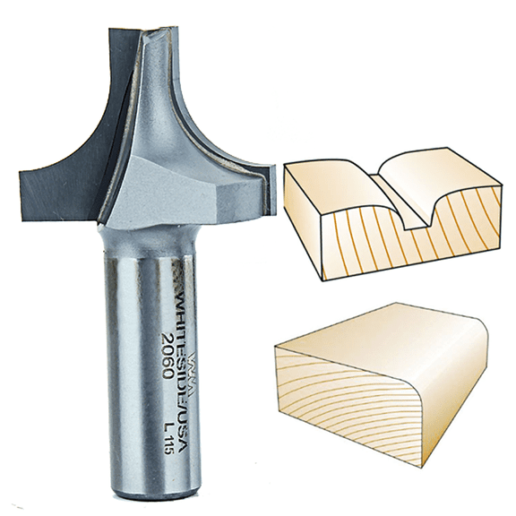 Whiteside Router Bits 2060 Plunge Round Over Bit with Plunge Point 1/2-Inch Radius and 1-3/8-Inch Large Diameter