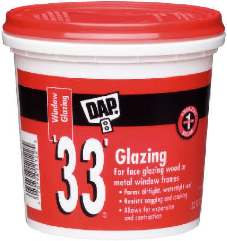 DAP 33 Glazing Compound Window Glaze Putty - Weather-Resistant - 1/2 Pt, White