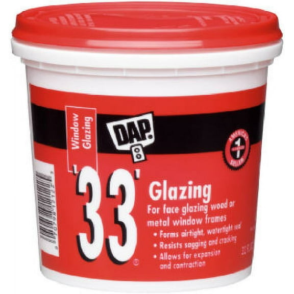 DAP 33 Glazing Compound Window Glaze Putty - Weather-Resistant - 1/2 Pt, White