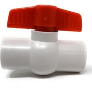 1" PVC Ball Valve Socket Schedule 40, 1" Slip [2912] Quarter-Turn T-Handle White Compact Water Shut-off Valve Inline PVC