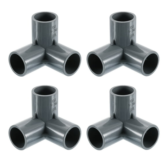 1/2" Fittings, 4Pcs 3 Way Elbow Connector Elbow Corner Fitting, Grey