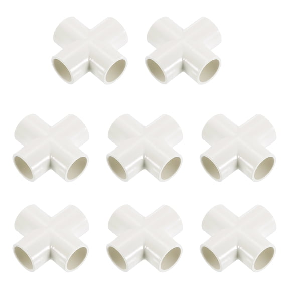 1/2" Fittings, 8Pcs 4 Way Elbow Connector Elbow Corner Fitting, White
