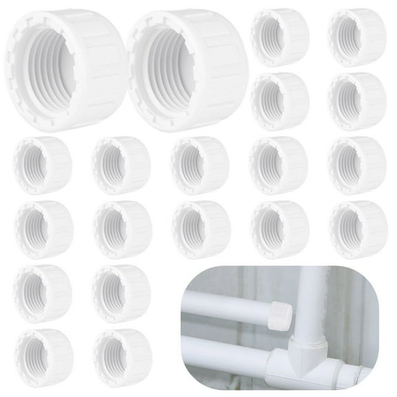 1/2" PVC Pipe End Caps, 20PCS Female Threaded Plug Adapters, PVC Pipe Fittings, Female Plug Sockets, Round Thread Hose Connectors