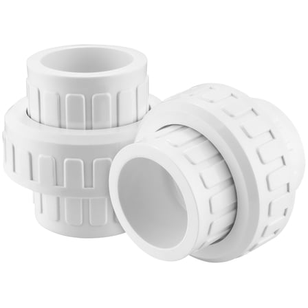 1/2" PVC Union Coupling Pipe Fitting (Socket x Socket) PVC Adapter Schedule 40, EPDM O-Ring, White 2 Pack