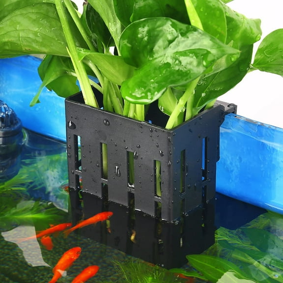 1/2 Pack Aquarium Plant Holder with Hooks and Suction Cups, Hanging Planter Cups for Aquarium Decorations Plants, Aquarium Decor for Fish Tank Live Aquarium Plants