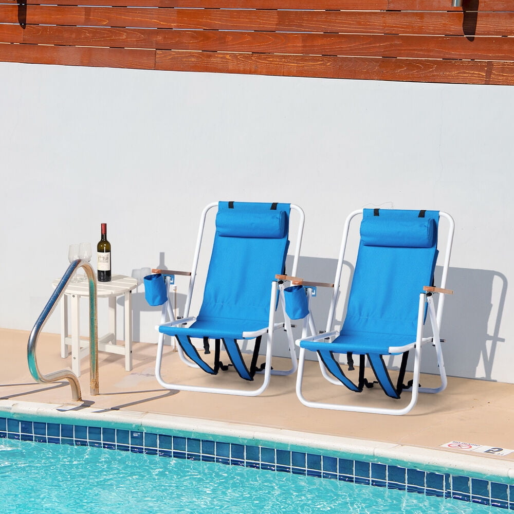 Folding Beach Lounger Striped Sun Squad Walmart