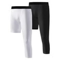 thumbnail image 1 of 1/2 Pack Boys Compression Pants One Leg 3/4 Legging for Basketball Running Capri Tights Sports Athletic Base Layer 6-14 Years, 1 of 9