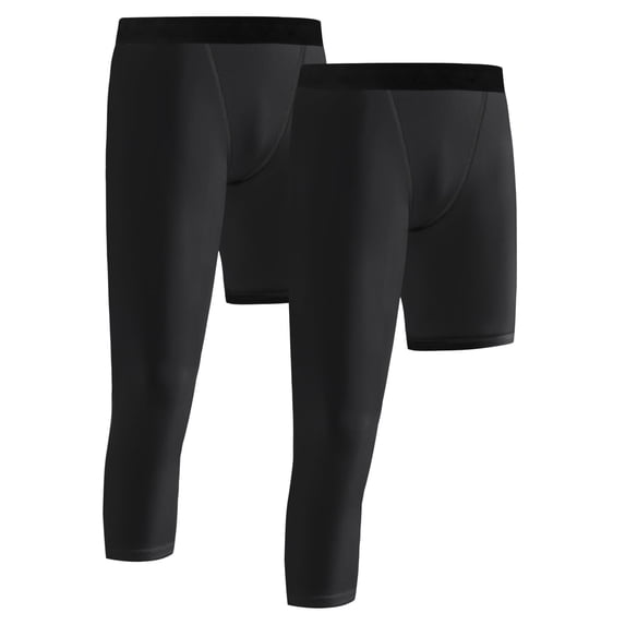 2-pack Boys Kids Youth Compression Legging Pants Tights Athletic Base Layer Under Shorts Gear for Running Basketball for 6-14 Years
